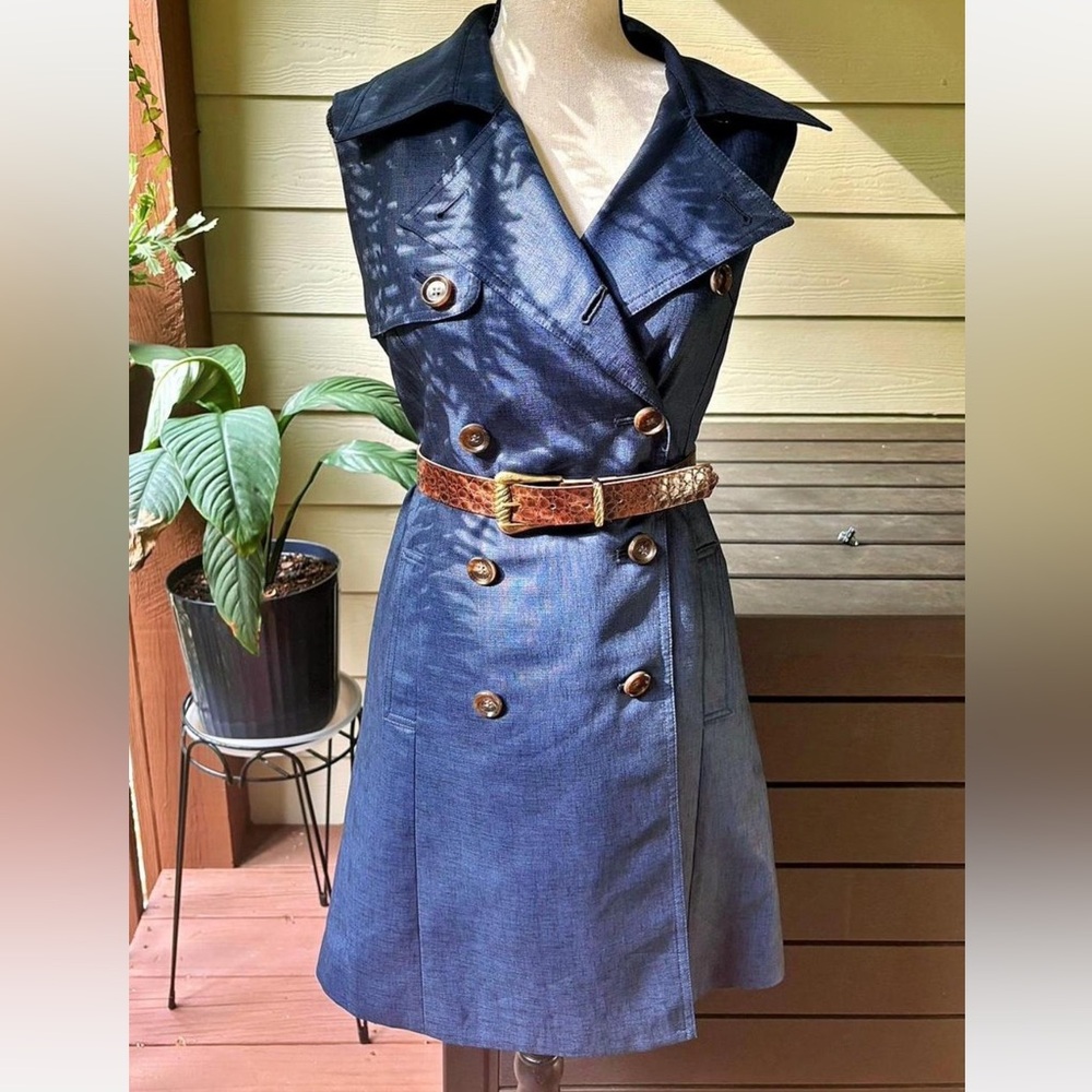 Navy Sleeveless Trench Dress | Japanese brand ViS | Size M Preppy Utilitarian
